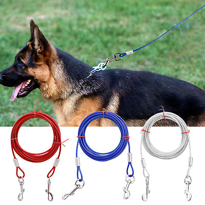 #ad Tie Out Cable Lead Collar For Dog Pet Puppy Steel Spiral Pole 3m $11.63