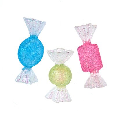 #ad Candy Pieces Pink Green Blue Ornament 3.5quot; Set 3 Plastic Retro Christmas $10.19