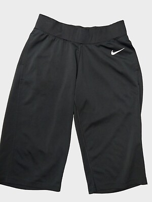 #ad Nike Women Performance Fit Dry Capri Cropped Pants Black S Wide Leg Athletic Y2K $15.74