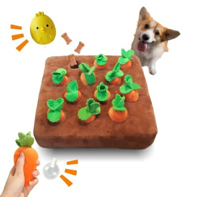 #ad 12 Squeaky Carrots Enrichment Dog Puzzle Toys Hide and Seek Carrot Farm Dog T... $33.61