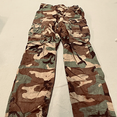 #ad Men#x27;s Woodland Camo Combat Pants US Army Sm Regular Fit Green Button Up C31 $19.95