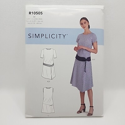 #ad Simplicity R10505 9100 Misses Drop Waist Dress Sewing Pattern Size 20W 28W Uncut $5.99