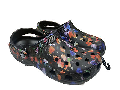 #ad Size 8 US Crocs Classic Printed Floral Womens Clog Black Floral 206376 NEW $34.99