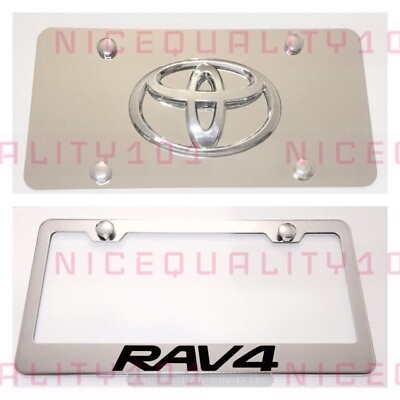 #ad Toyota Rav 4 Stainless Steel License Plate Frame W Front Plate Combo W Bolt $42.00