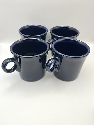 #ad Set Of 8 Fiesta HLC USA Fiestaware Cobalt Blue Mug Coffee Cup 3.5” $50.00