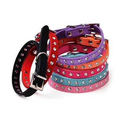 #ad Diamond Crystal Leather Dog Collar Small Dogs Puppy Pet Cat Dog Collars Necklace $5.06