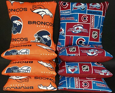 #ad Set Of 8 Denver Broncos Avalanche Cornhole Bean Bags FREE SHIPPING $47.99