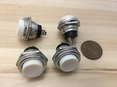 #ad 4 Pieces White 16mm MOMENTARY N O normally open PUSH BUTTON SWITCH DC on off C24 $12.13