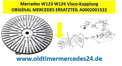 #ad Original Mercedes W123 W126 Visco Kupplung Lüfter Lüftermotor A0002001522 NEU EUR 299.00
