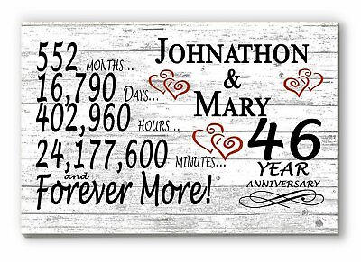 #ad 46 Year Anniversary Gift Sign Personalized 46th Wedding Anniversary Present $47.99
