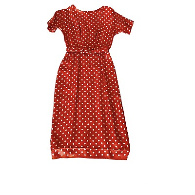 #ad Vintage Handmade Orange Polka Dot Shirtwaist Dress READ $27.85