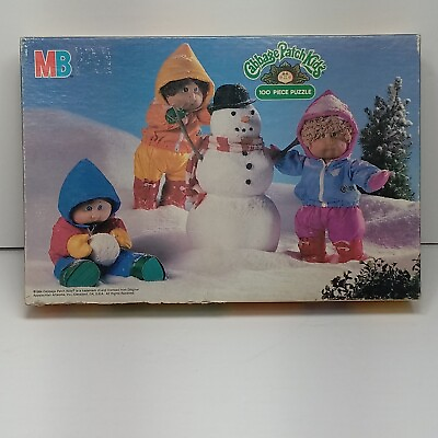 #ad Vintage Cabbage Patch Kids 100 Piece Puzzle 1984 Snow Day 100% Complete $10.94