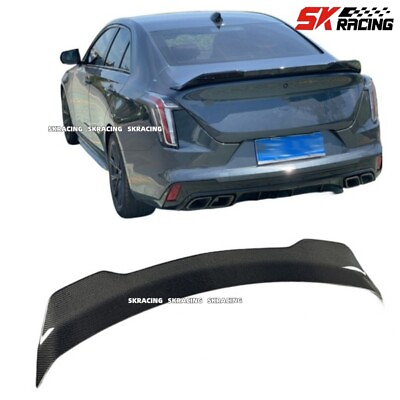 #ad Real Carbon Fiber V Style Rear Boot Spoiler Wing Flap For Cadillac CT4 2020 2024 $288.00