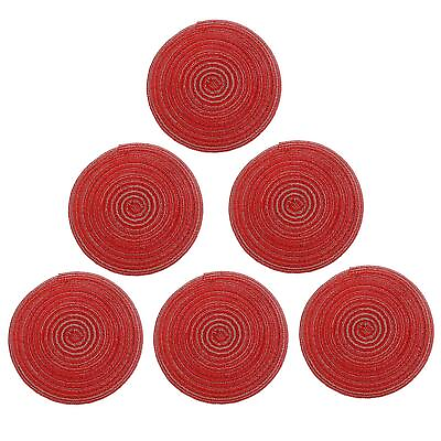 #ad 6 Pieces Round Placemats Woven Placemats Non Slip Kitchen Table Mats Heat Res... $12.20