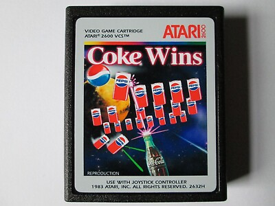 #ad ATARI 2600 COKE WINS PEPSI INVADERS VIDEO GAME CARTRIDGE *Reproduction* $34.97