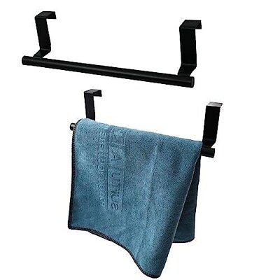 #ad 2Pk Stainless Steel Over The Door Hanging Towel Bar for Kitchen Pantry Bathroom $14.79
