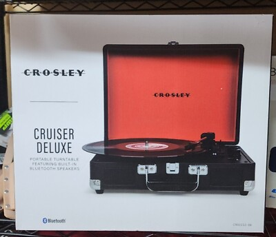 #ad NEW Crosley Cruiser Deluxe Stereo Turntable Black CR8005D BK Stereo Speakers $54.99