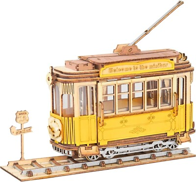 #ad Rolife Vintage Tramcar Model 3D Wooden Puzzle DIY Toy Kit Children Friends Gifts $13.99