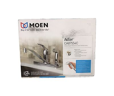 #ad MOEN Adler Single Handle Low Arc Kitchen Faucet in Chrome w in Deck Side Spray $64.95