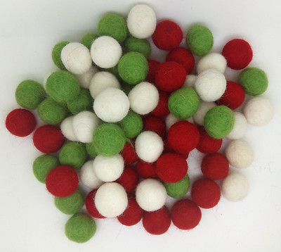 #ad 1200 Christmas red green white pom pom Woolen garland making 1.5 cm balls B $68.98