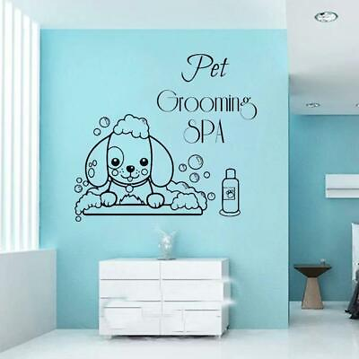 Wall Vinyl Sticker Pet Shop Business Cat Sign Salon Deor Hair Cut Grooming Dog $23.99