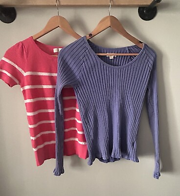 #ad Women’s Spring Top Lot Pink Ann Taylor And Periwinkle Knox Rose Size Small $13.50