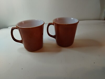 #ad Pyrex coffee mugs terracotta rust orange Pair $13.00