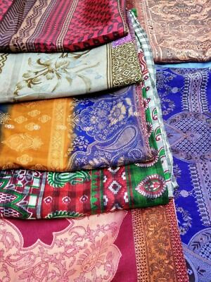 #ad Lot Of 25 Vintage Indian Saree Mix Fabric Craft Used Art Multi color Sari $182.99