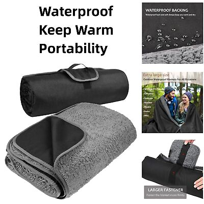 #ad Queen Size Outdoor Waterproof Blanket Windproof Triple Layers Warm Comfy Black $44.99