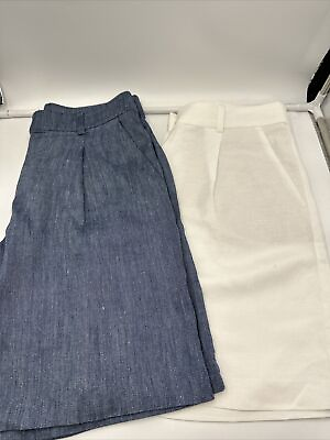 #ad Lot Of 2 New Women’s Loft Linen Blend Pleated Shorts Sz 2 NWT $19.99