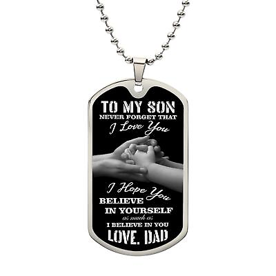 #ad Son Dog Tag To My Son My Lover Dog Tag Chain Necklace Custom Engraving $35.33