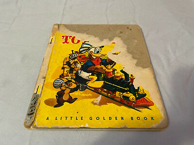 #ad Vintage A Little Golden Book 1950 Walt Disneys Donald Duck Toy Train quot;Aquot; $3.99
