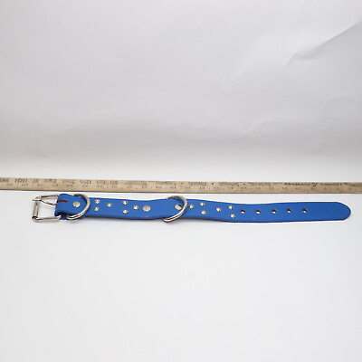 #ad Dog Collar With Spikes Leather Blue 20quot; X 1 5 8quot; $17.98