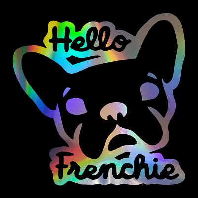 #ad 2PCS Funny Hello Frenchie Stickers Car Window Door Vinyl Decal Home Wall Decor $3.79
