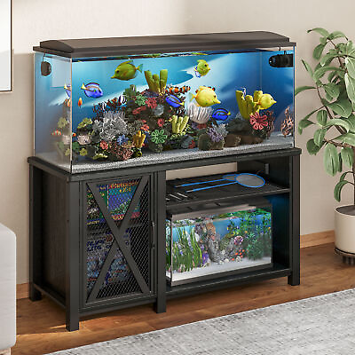#ad 55 75 Gallon Fish Tank Stand w Power Outlets Heavy Duty Aquarium Stand w Cabinet $149.99