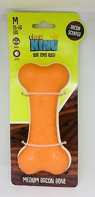 #ad Chew King Dog Toy Bone Bacon Scented Orange Medium Might Tough NEW $15.00