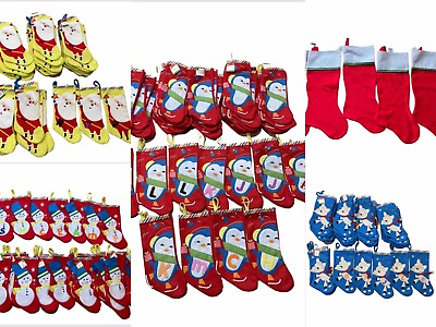 #ad Wholesale lot of 211 red blue Yellow Santa Snowman Reindeer Christmas stockings. $389.00