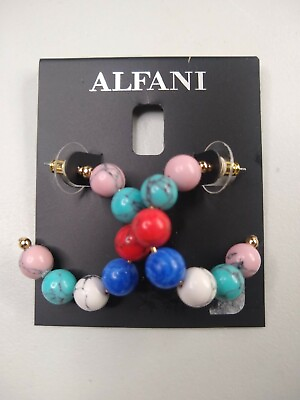 #ad Alfani Beaded Hoops Women One Size Multicolor $5.15