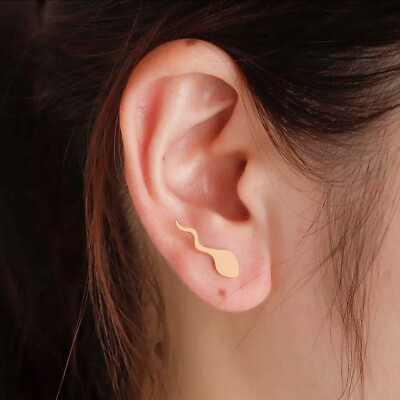 #ad Women#x27;s Fashion Jewelry Gold Studs Earrings Sperm Shaped 41 8 $9.44