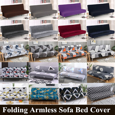 #ad Folding Futon Slipcover Stretch Sofa Bed Cover Printed Armless Sofa Covers USA $21.59