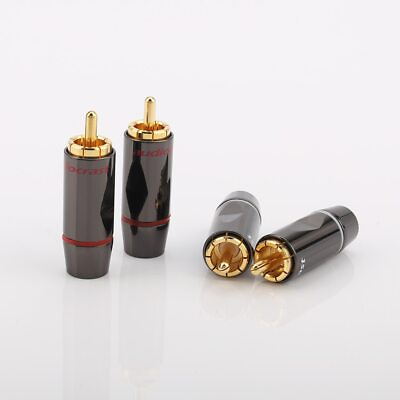 #ad 4pcs 24k Gold Plated RCA Connector RCA Plug Adapter for Hi Fi Audio Cable DIY $9.99