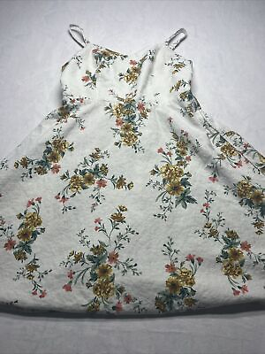 #ad Old Navy Dress Women#x27;s White Pink Floral Mini A line Sundress Elastic Straps $15.00