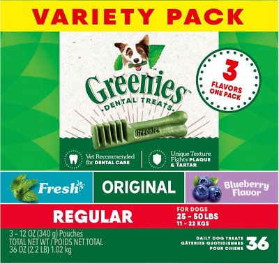 #ad Variety Pack Regular Dental Dog Treats 36 count $35.13