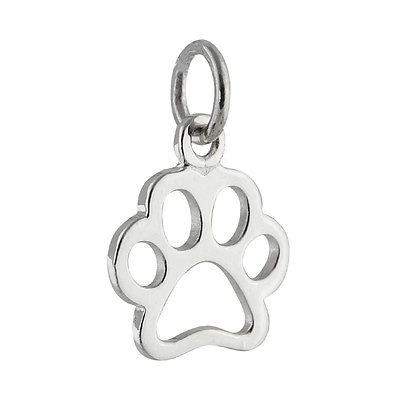 #ad Paw Print Charm 925 Sterling Silver Outline Open Design Dog Cat Pendant NEW $22.00