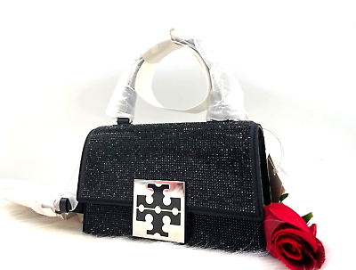 #ad AUTH NWT Tory Burch Bon Bon Mini Embellished Top Handle Crossbody Bag In Black $299.99