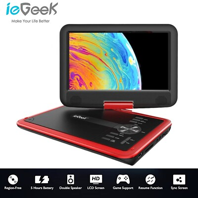 #ad ieGeek Portable DVD Player with 9quot; Swivel Screen Region Free Remote Control $60.29