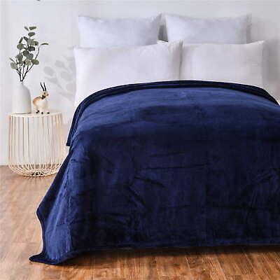 #ad Super Soft Indigo Blue Polyester Plush Blanket Full Queen 90quot;X90quot; Suitable $15.94