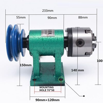 #ad Lathe Spindle Assembly DIY Small Woodworking Rotating Seat 80 Three jaw Chuck $242.21