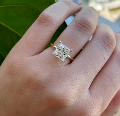 #ad 3Ct Princess Cut VVS1 Moissanite Solitaire Engagement Ring 14K Yellow Gold FN $143.99