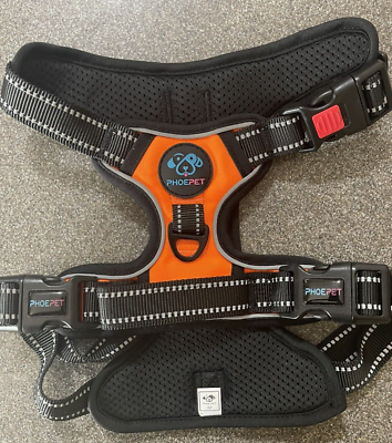 #ad PHOEPET No Pull Dog Harnesses Reflective Adjustable Orange Black Medium $19.99